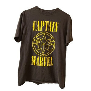 Marvel Captain Marvel  Black T Shirt Logo Medium